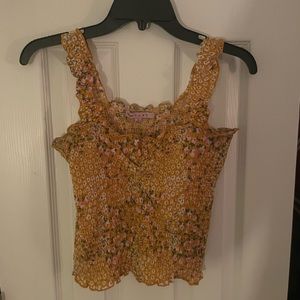 Yellow floral Ribbed Tank